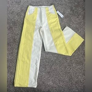 BDG Split Yellow/White Pants Size 25